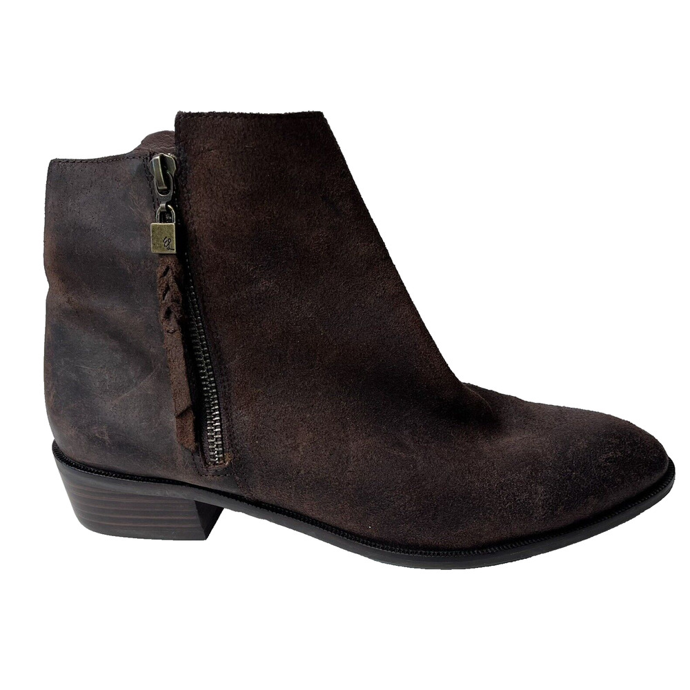 Elliot Lucca Anthropologie Rosaria Brown Leather Ankle Zip Boot Bootie Size 8